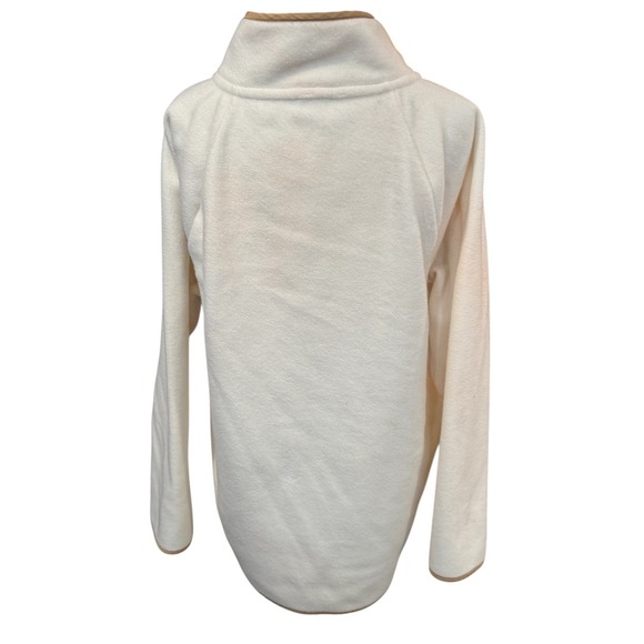 J.Crew Womens XL Fleece Pullover Quilted Snap Neck Asymmetrical Cream Tan - Picture 3 of 7